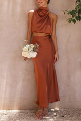 Veyra | Satin Maxi Skirt Set