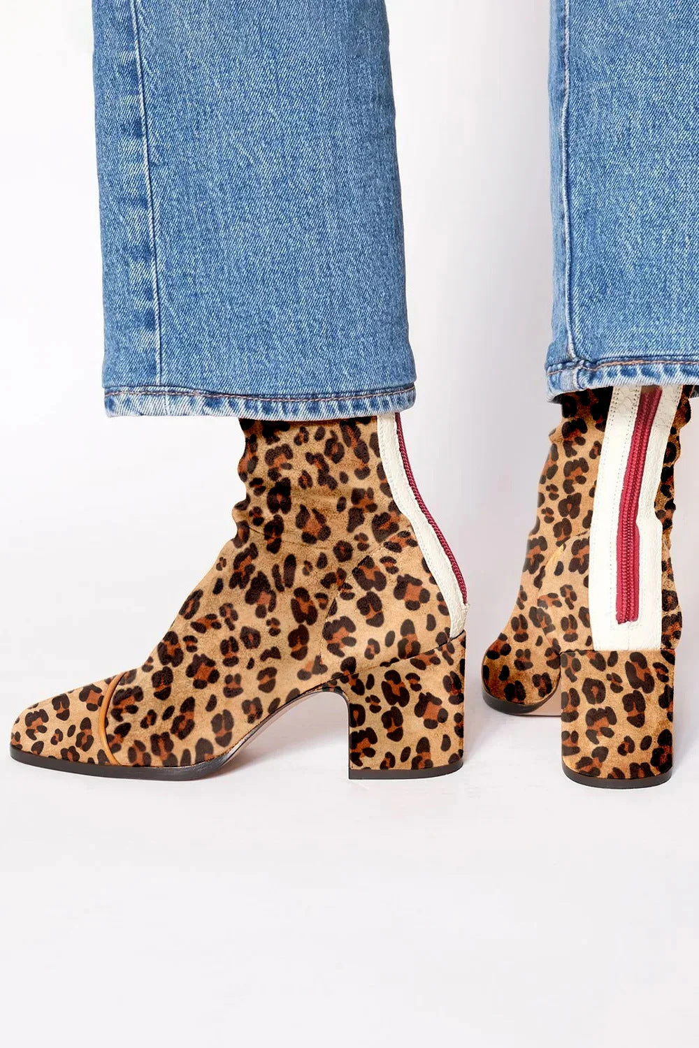 Women's Carys square-toe block-heel ankle boots in Leopard