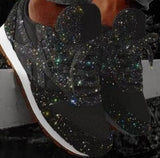 Ginger sequin platform sneakers in silver, front view