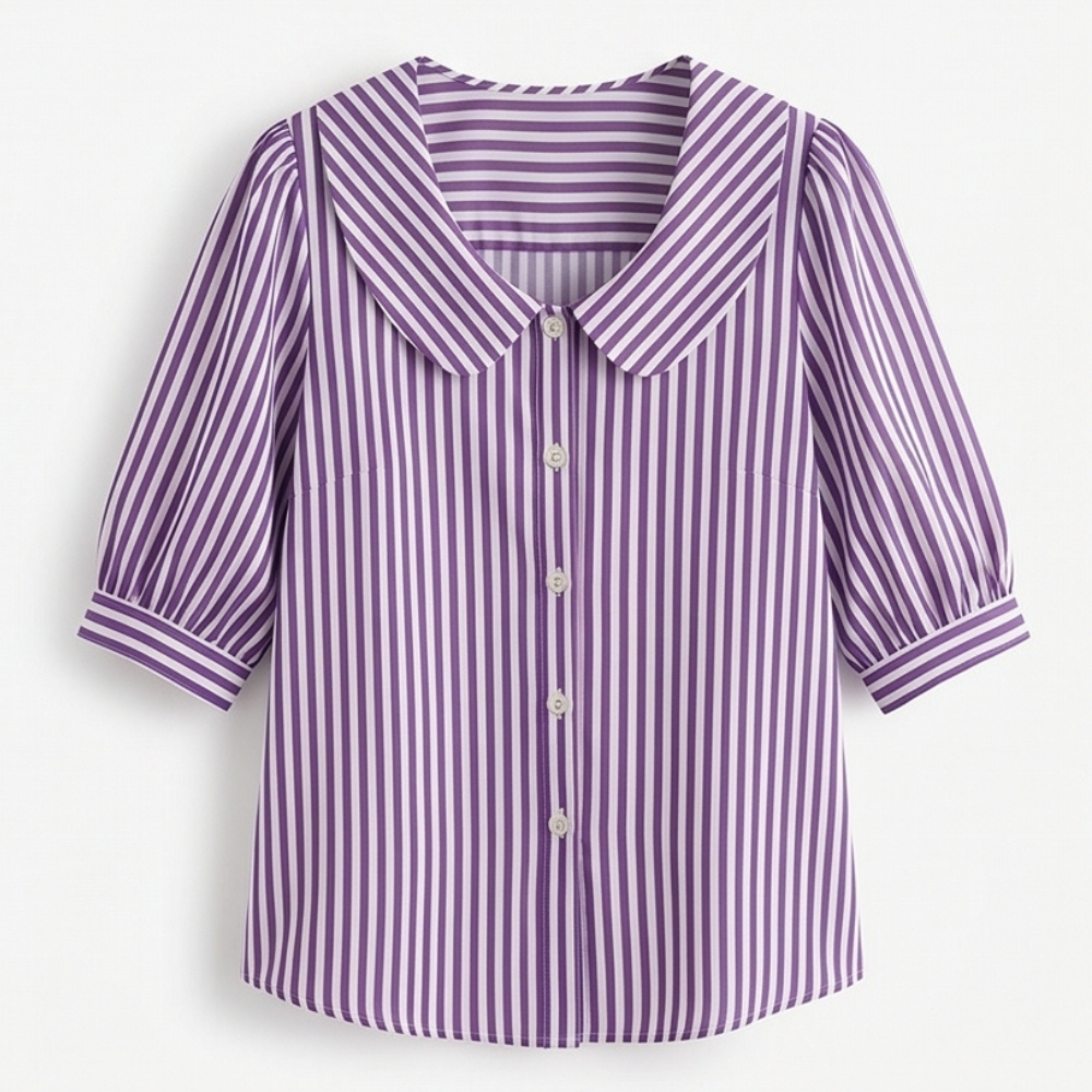 Striped puff sleeve blouse in lavender