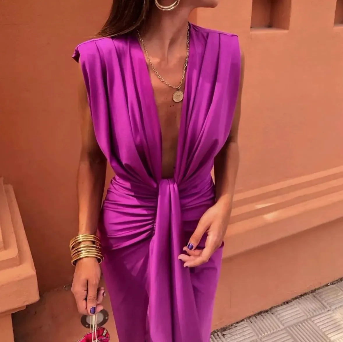 Aurelie | Pleated Midi Wedding Guest Dress