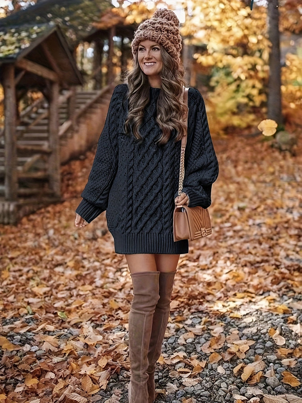 Women's Ysolde chunky cable mini sweater dress - view 5