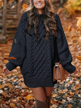 Women's Ysolde chunky cable mini sweater dress in Black