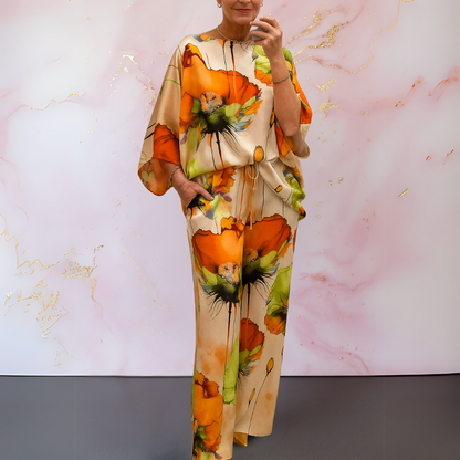 Solenne | Printed Top & Wide-Leg Pants Set