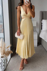 Elowen | Pleated Cut-Out Wedding Guest Maxi Dress