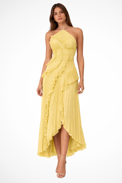 Dahlia | Ruffle Halter Wedding Guest Maxi Dress