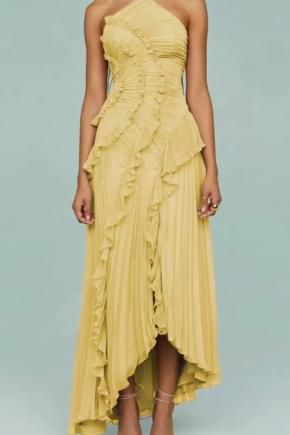 Dahlia | Ruffle Halter Wedding Guest Maxi Dress