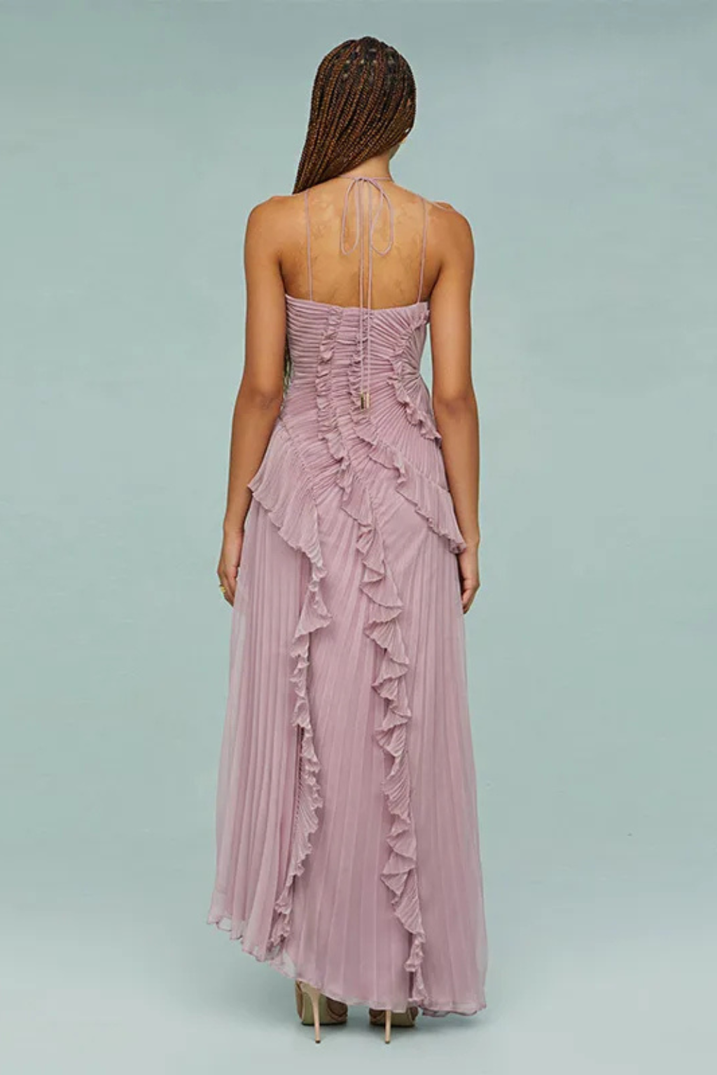Dahlia | Ruffle Halter Wedding Guest Maxi Dress