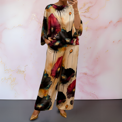 Solenne | Printed Top & Wide-Leg Pants Set