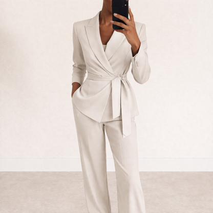 Wibke | Tie-Front Blazer & Wide-Leg Trouser Set