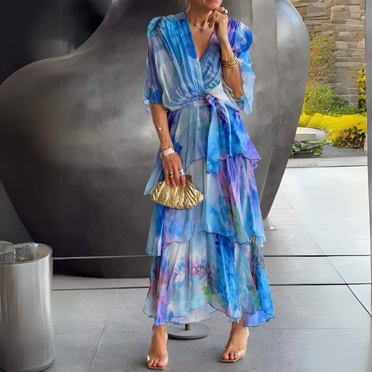 Orlena | Draped V-Neck Midi Dress
