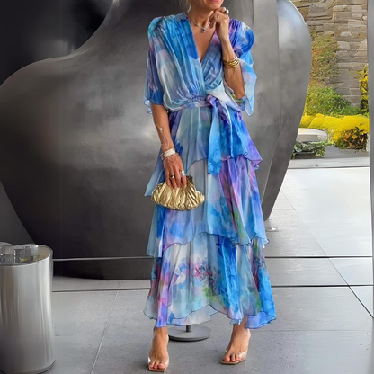 Rosalind | Draped V-Neck Midi Dress