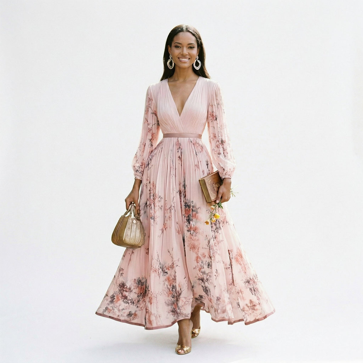 Dahlia | Floral Print Long-Sleeve Maxi Dress