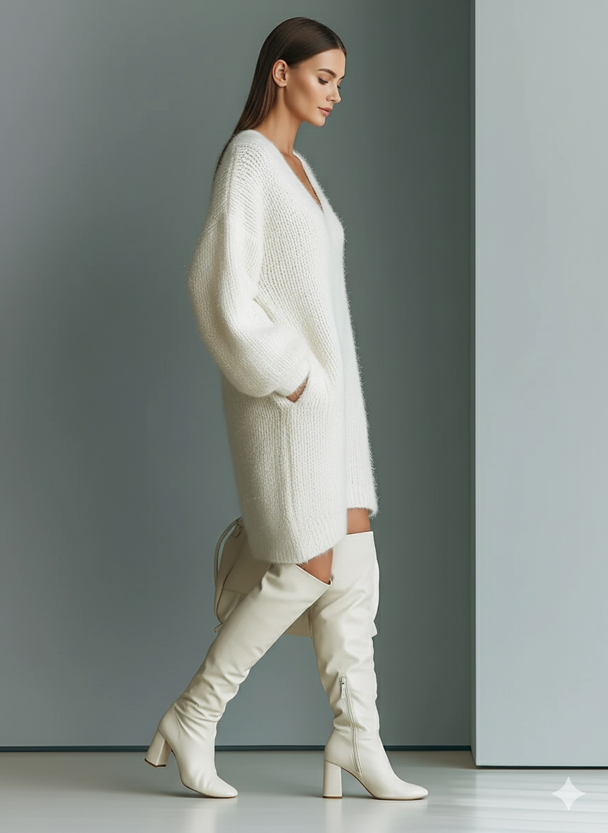 Liss | V-Neck Knit Mini Sweater Dress