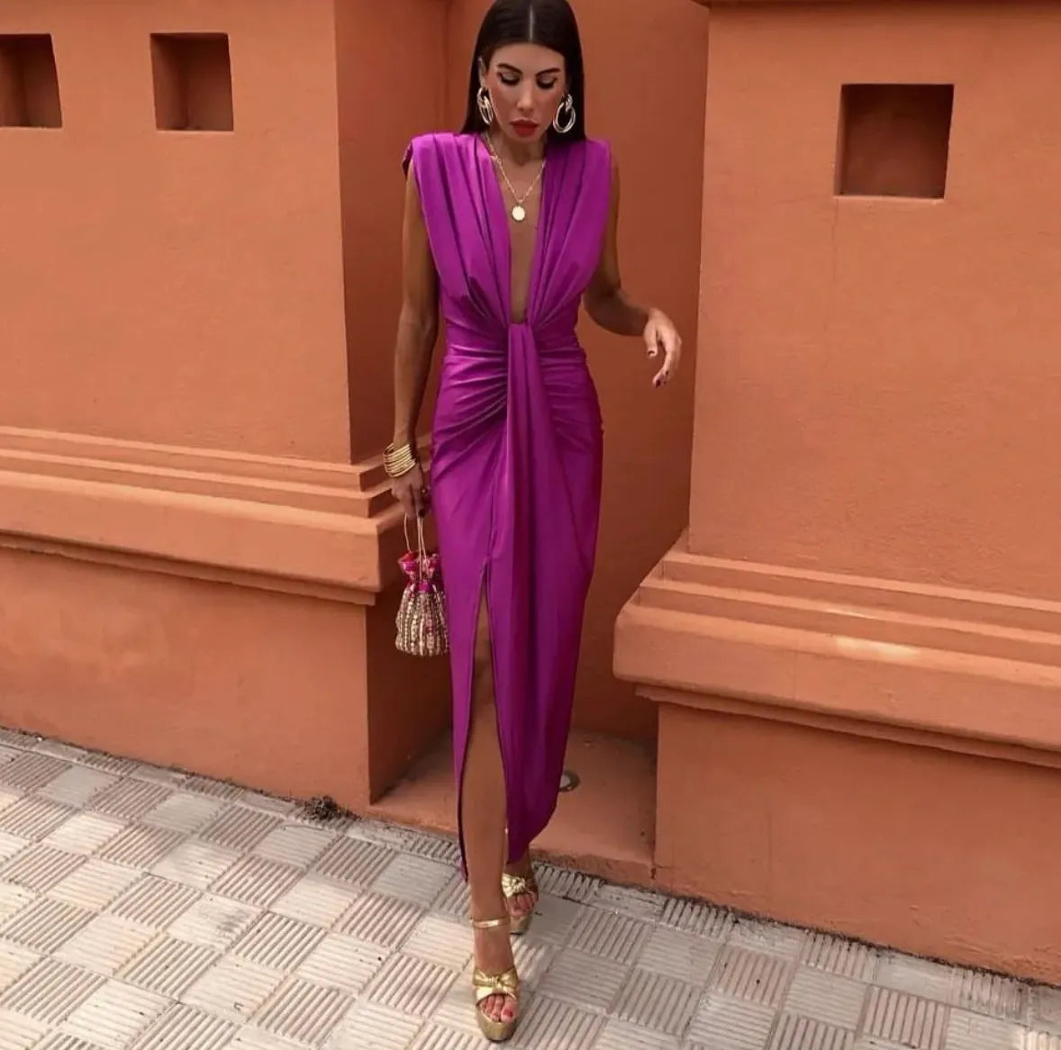 Aurelie | Pleated Midi Wedding Guest Dress