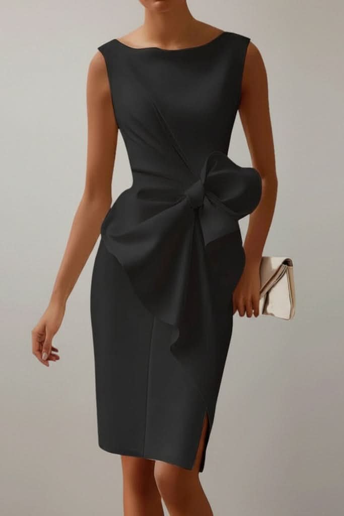Janna | Sleeveless Bow-Detail Midi Cocktail Dress