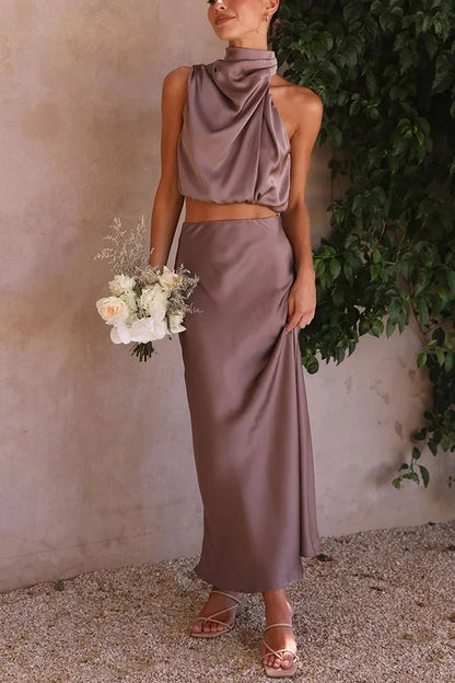 Veyra | Satin Maxi Skirt Set