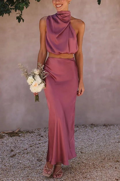 Veyra | Satin Maxi Skirt Set