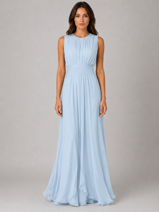 Marcélie | Ruched Waist Chiffon Maxi Dress