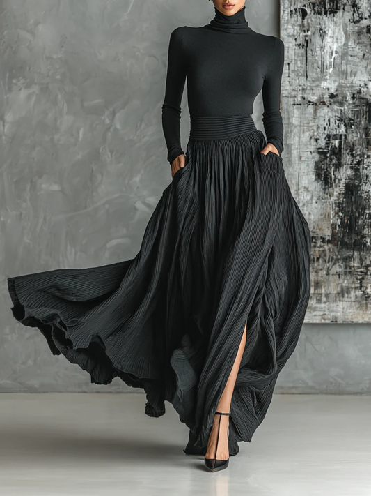 Margot | Turtleneck and Pleated Skirt Set