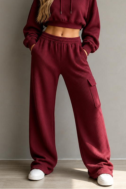 Women's Annika pull-on wide-leg pants in Burgundy