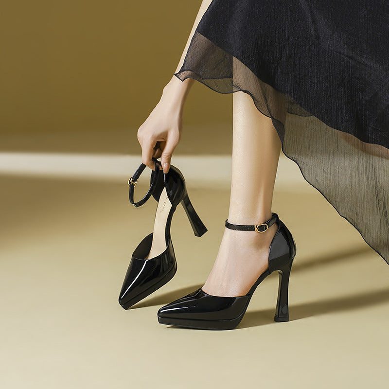 Ankle strap block heel pumps, view 10