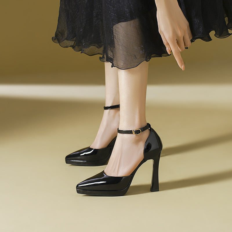 Ankle strap block heel pumps, view 13