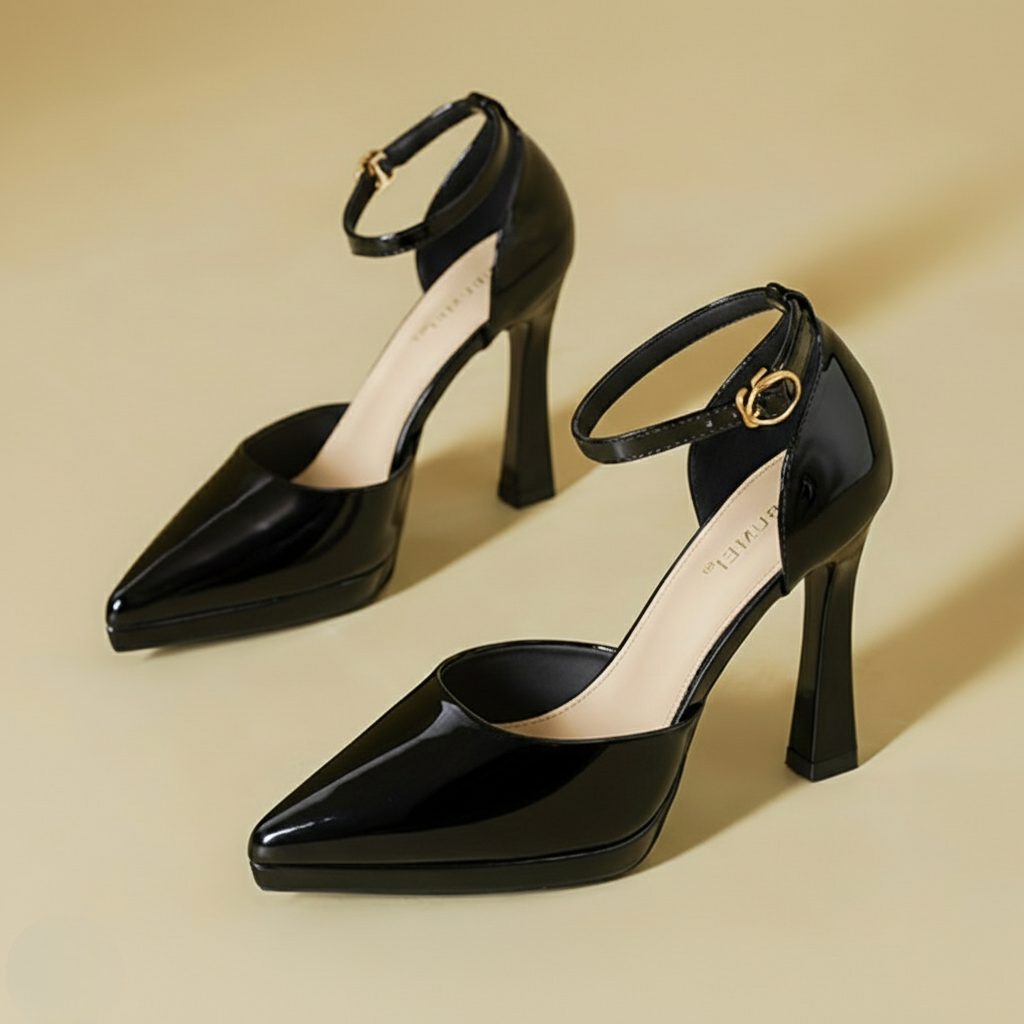Ankle strap block heel pumps, view 14