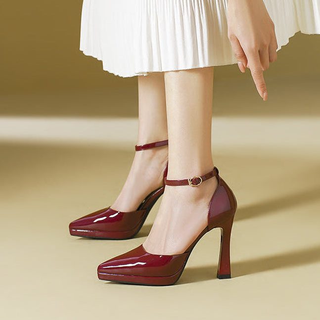 Ankle strap block heel pumps, view 2