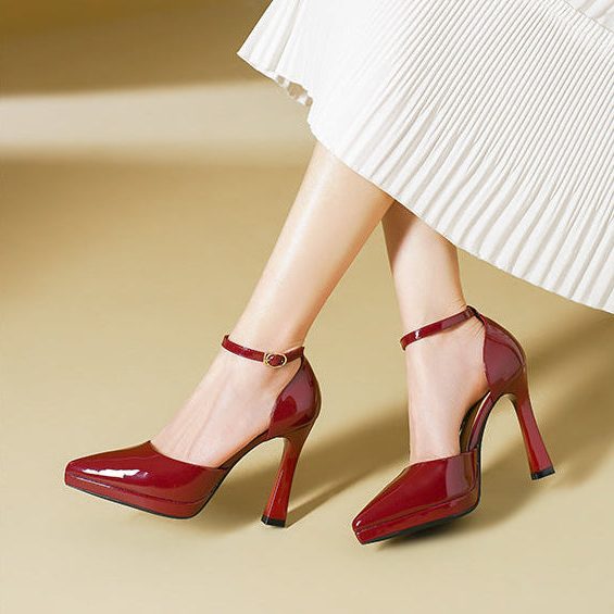 Ankle strap block heel pumps, view 3
