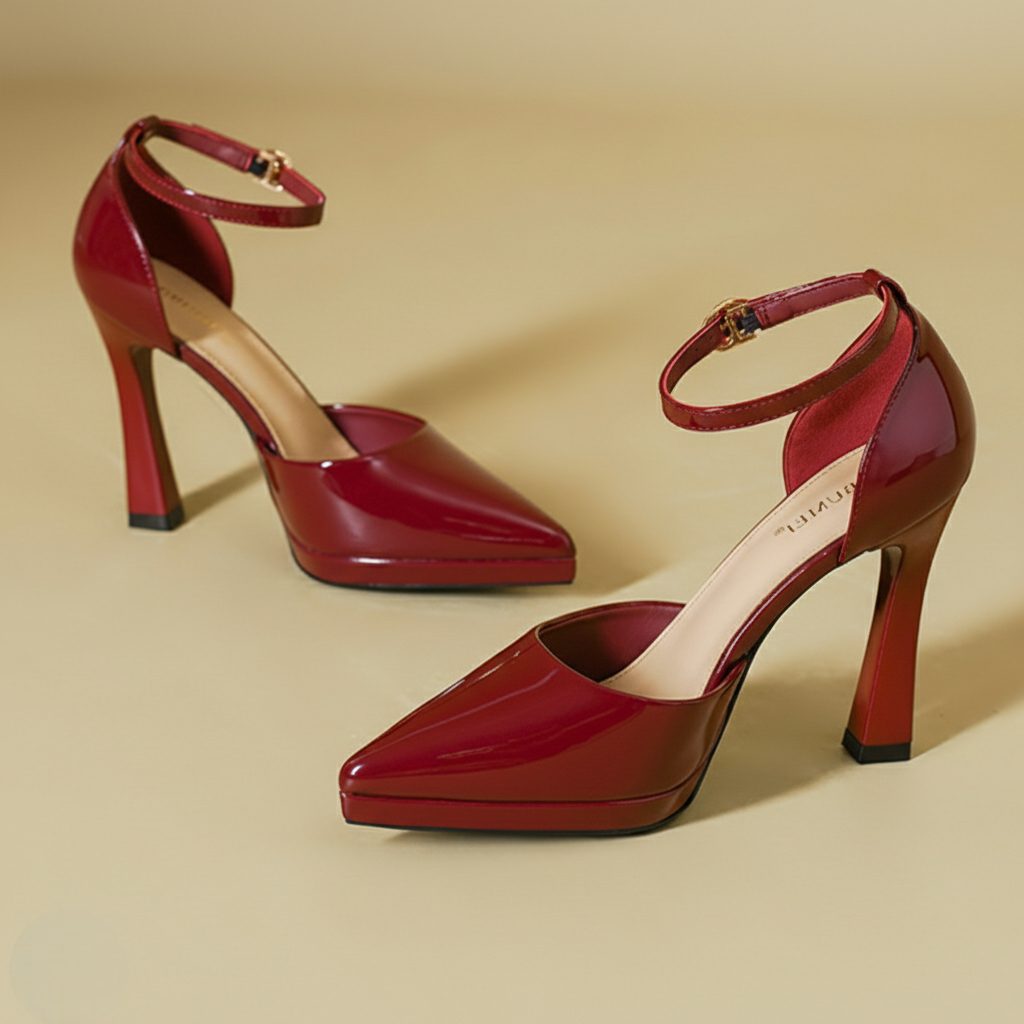 Ankle strap block heel pumps, view 4