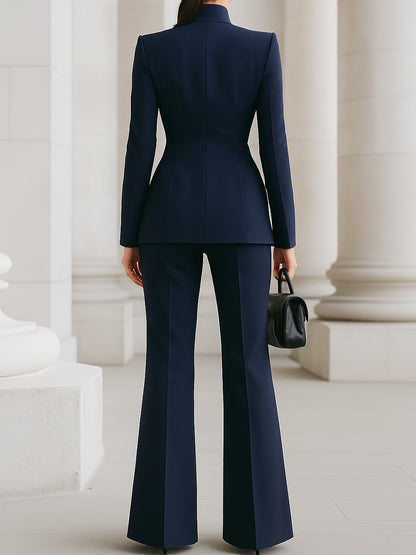 Bérénice | Stand Collar Blazer & Wide-Leg Pants Suit