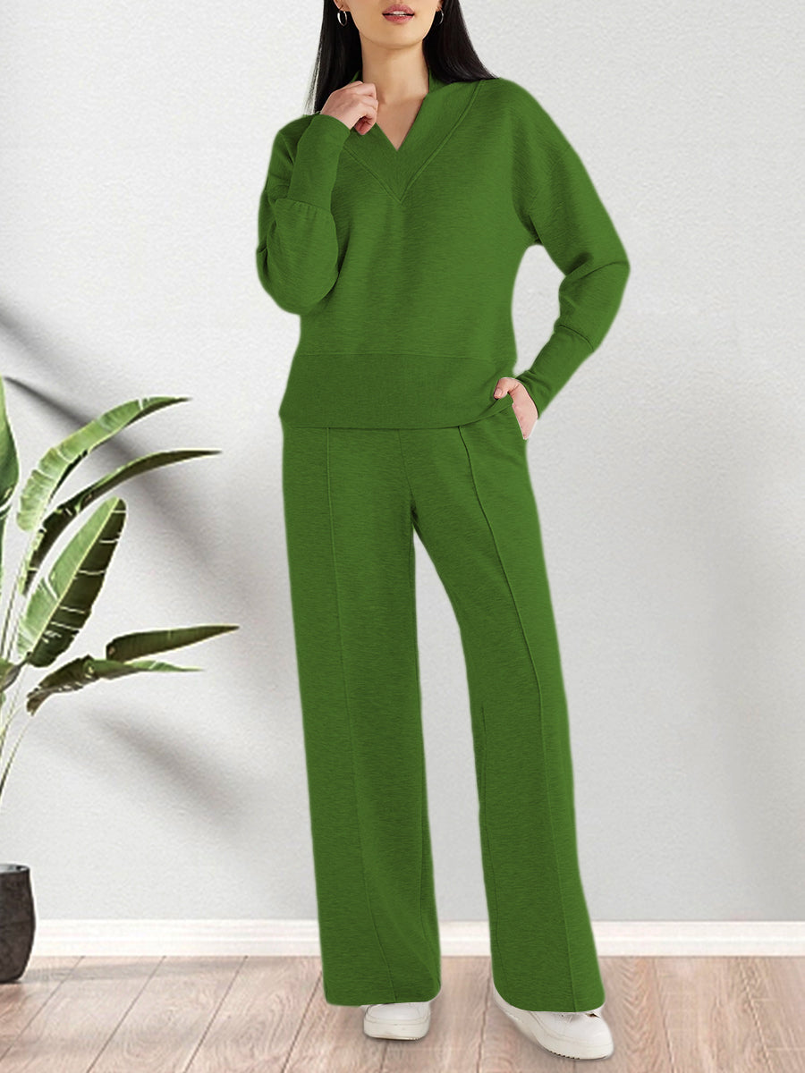 Relaxed knit lounge set in green
