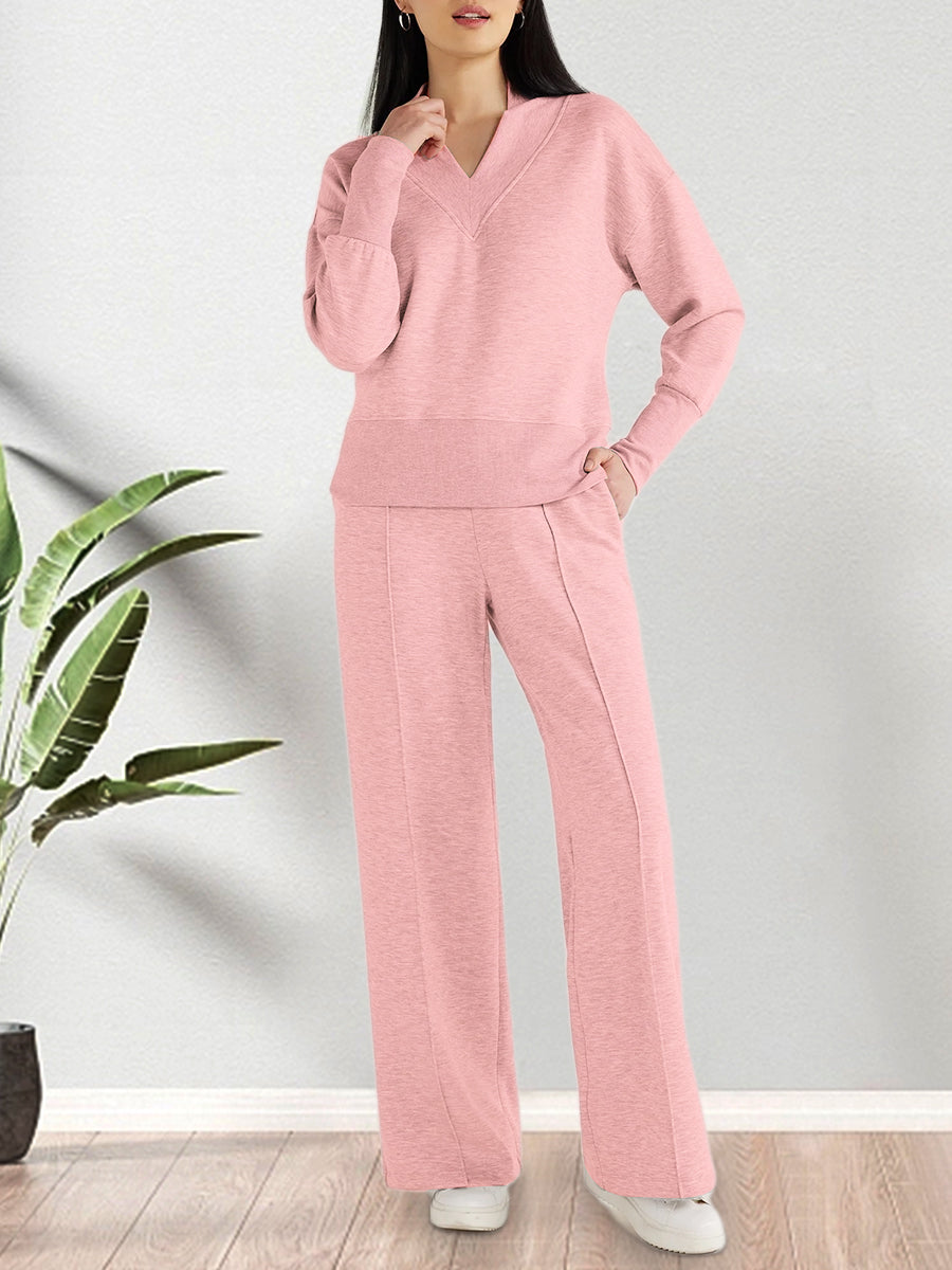 Relaxed knit lounge set in pink