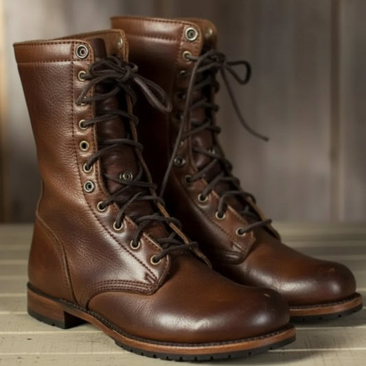 Women's Britta lace-up mid-calf boots in Dark Brown