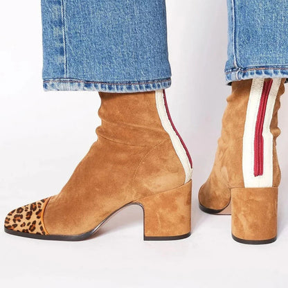 Women's Carys square-toe block-heel ankle boots in Camel