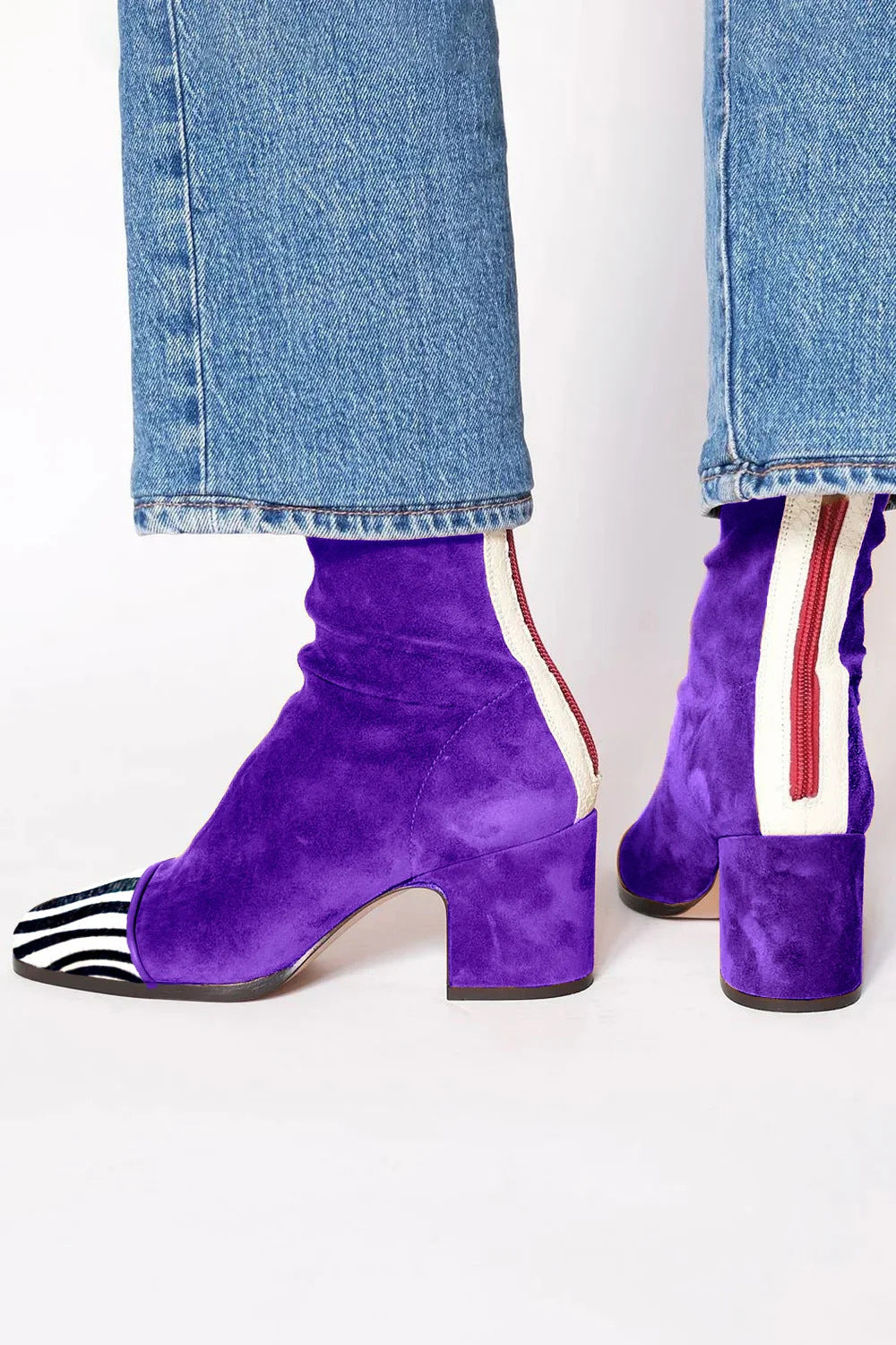 Women's Carys square-toe block-heel ankle boots in Purple