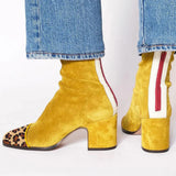 Women's Carys square-toe block-heel ankle boots in Yellow