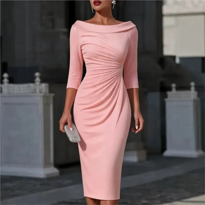 Knee length cocktail dress in pink