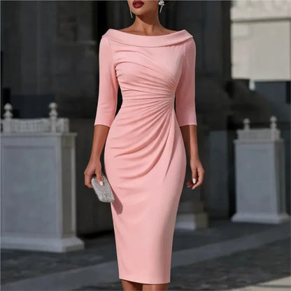 Knee length cocktail dress in pink
