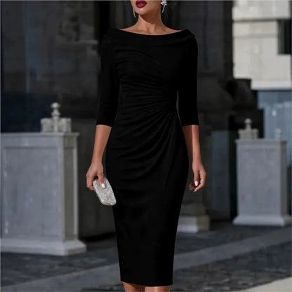 Knee length cocktail dress in black