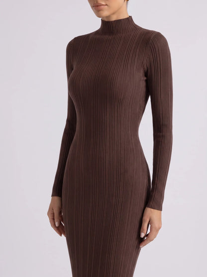 Mock neck sweater maxi dress, detail view