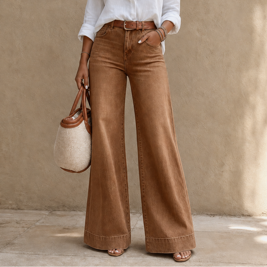 Delphina high-waisted wide-leg jeans, front view