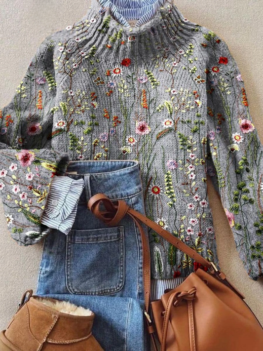 Women's Elsie embroidered floral sweater in Multicolor