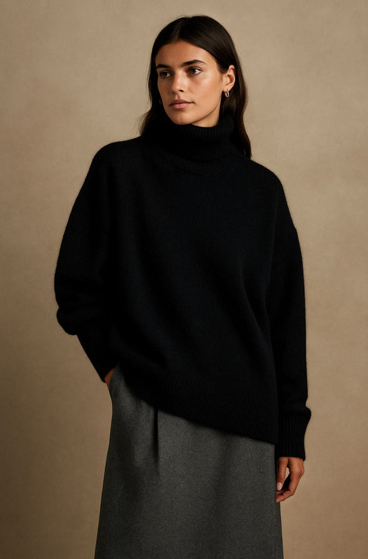 Women's Embla oversized turtleneck sweater in Black