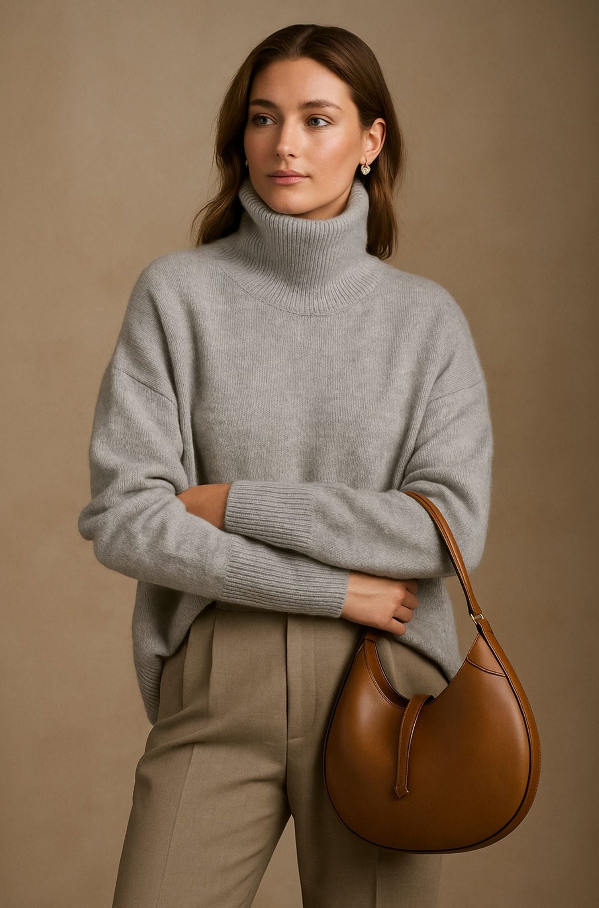 Women's Embla oversized turtleneck sweater in Gray