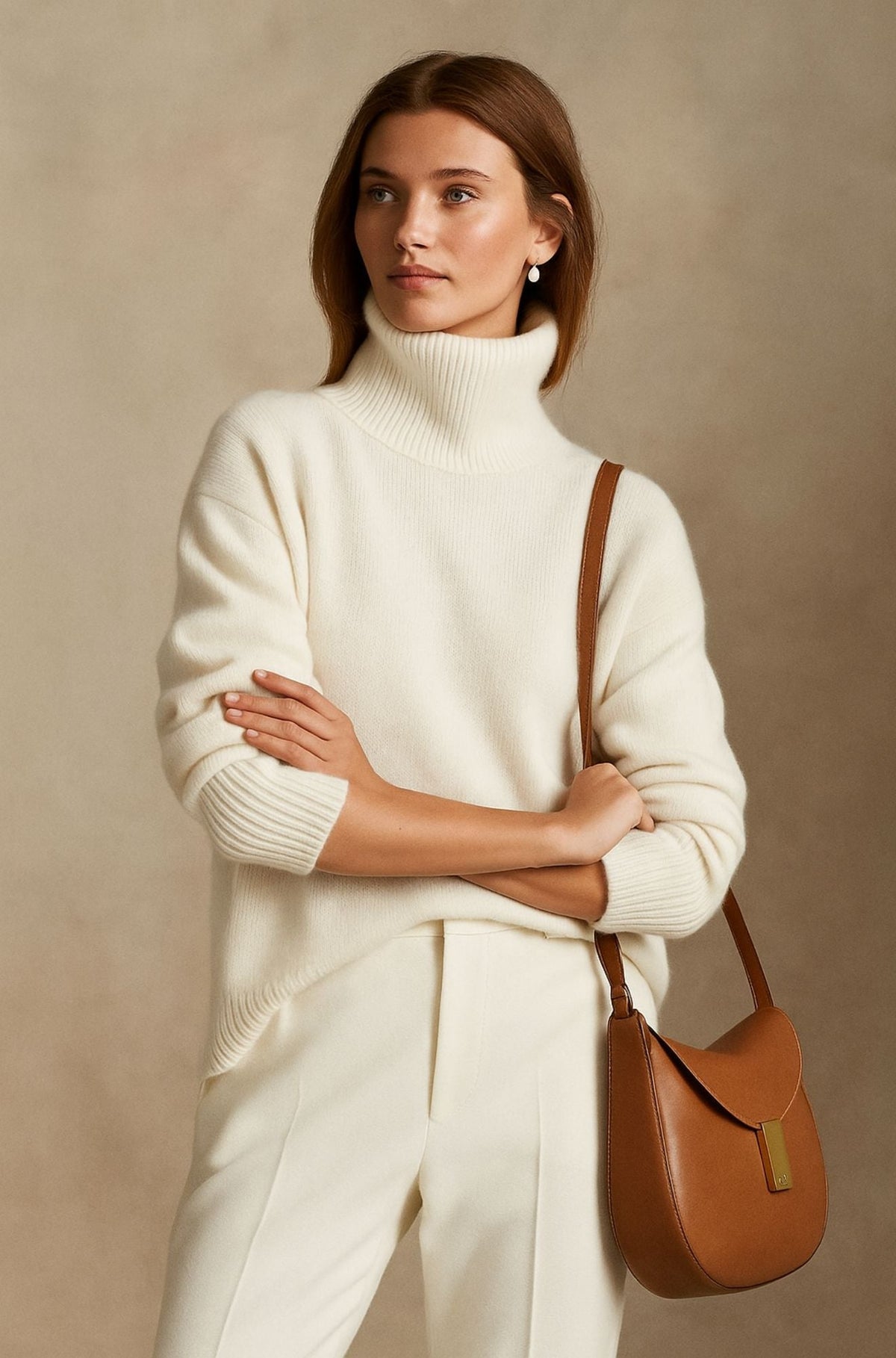 Women's Embla oversized turtleneck sweater in White
