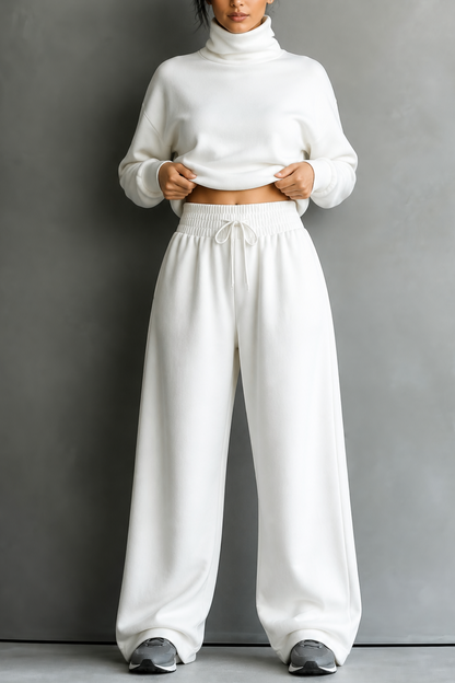 Turtleneck two-piece set in white