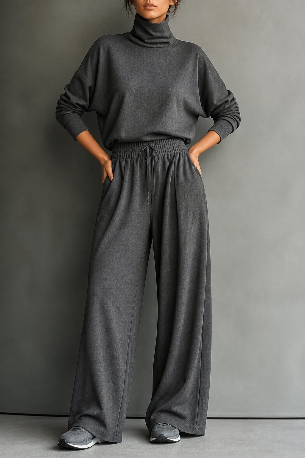 Turtleneck two-piece set in gray