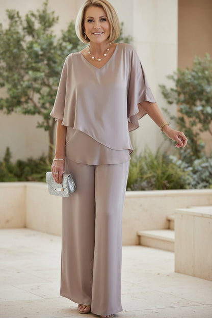 Cape two-piece set in beige